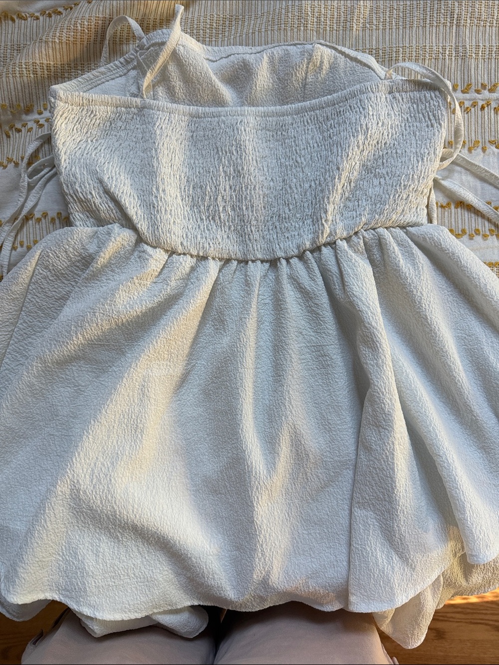 SHEIN White Textured Tie-Strap Mini Dress - Picture 3 of 5